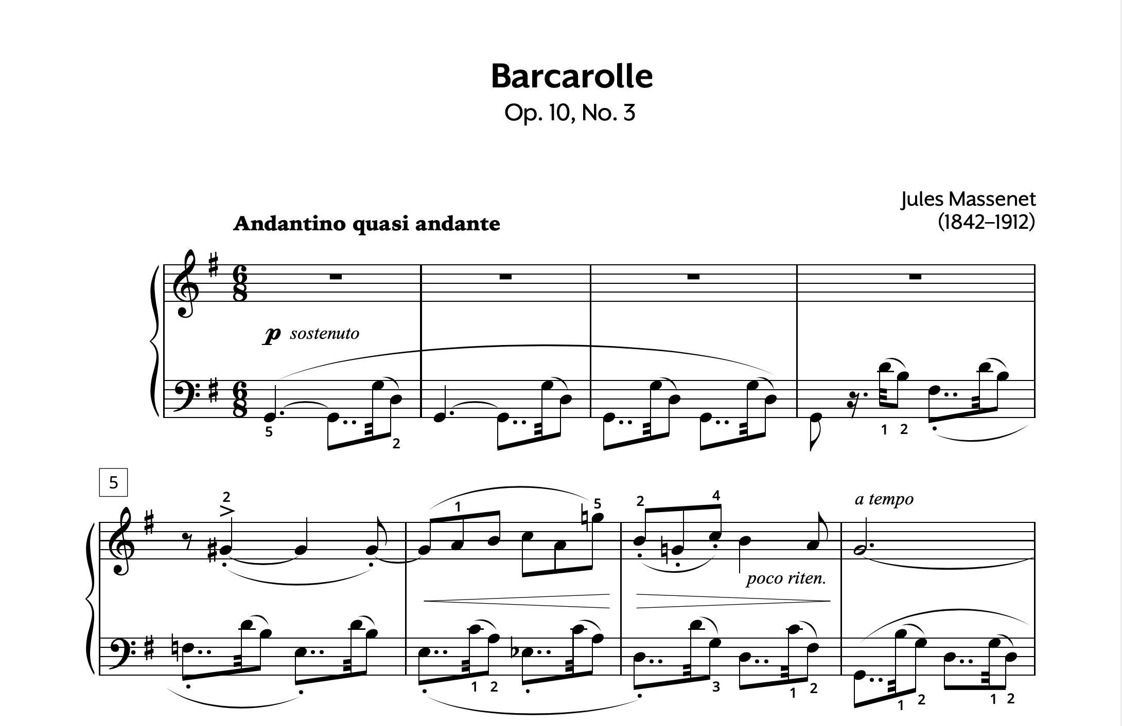 Massenet Barcarolle Op. 10 No. 3 Store Preview