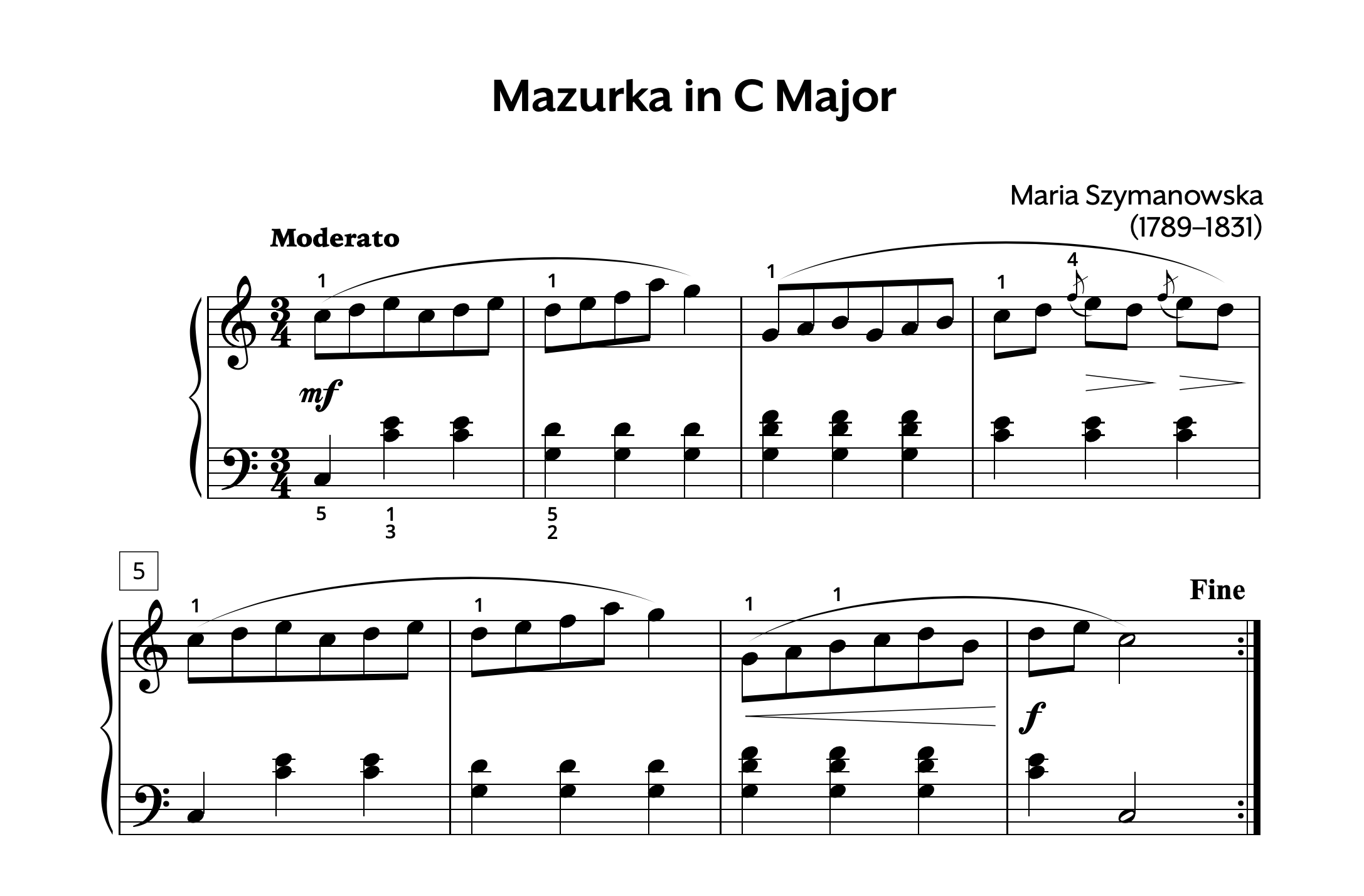 Szymanowska Mazurka in C Major Store Preview