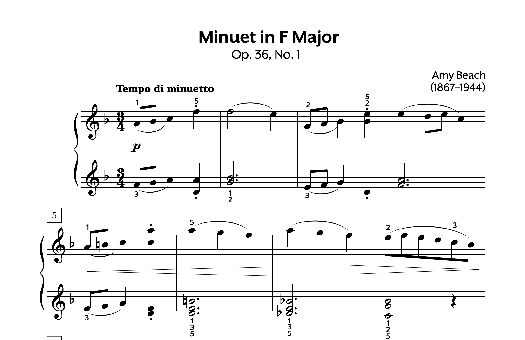 Amy Beach Minuet in F Op. 36 No. 1 Store Preview