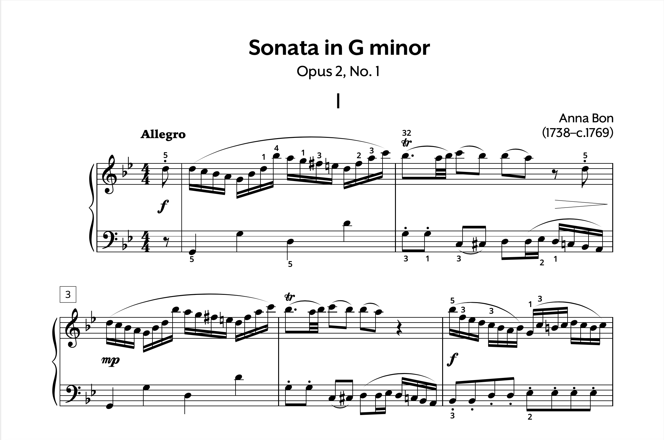 Anna Bon Keyboard Sonata in Gm Op. 2 No. 1 Store Preview