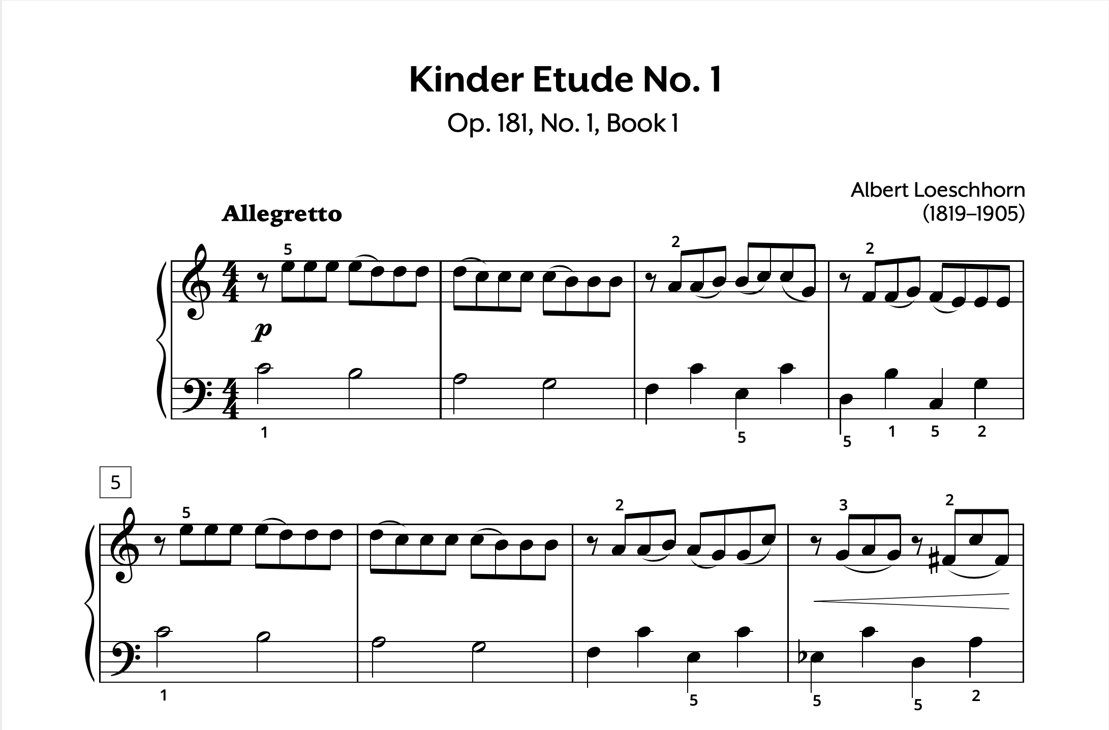 Loeschhorn Kinder Etude Op. 181 No. 1 Store Preview