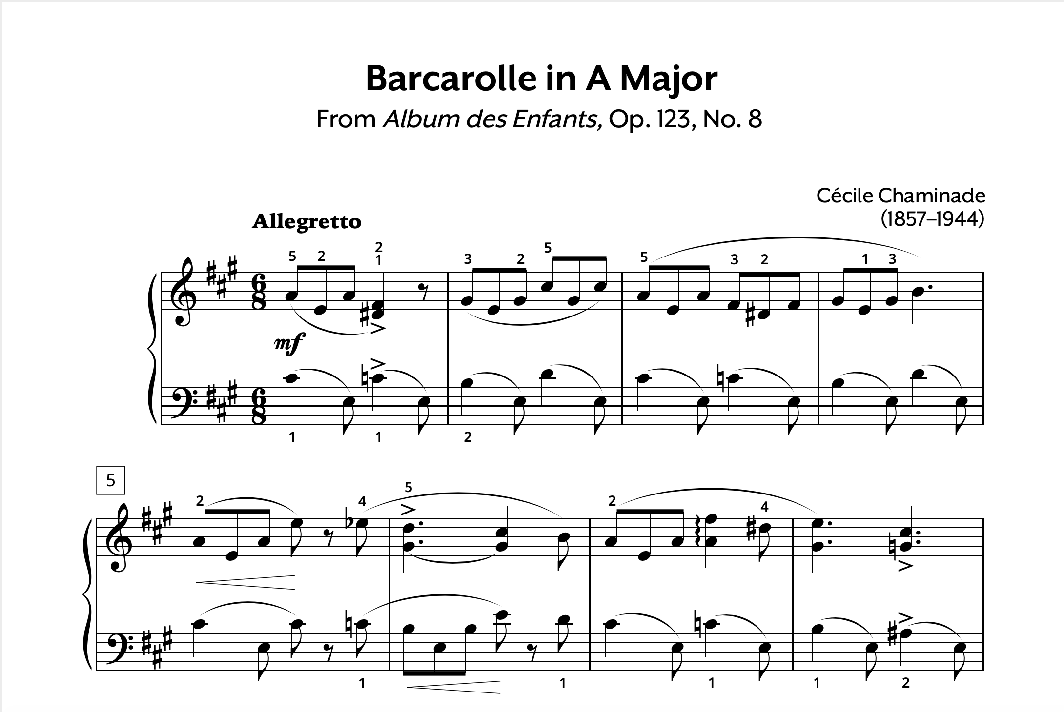 Chaminade Barcarolle in A Major, Op. 123, No. 8 Store Preview
