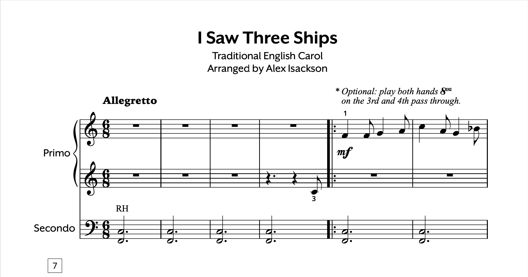 I Saw Three Ships Duet Store Preview