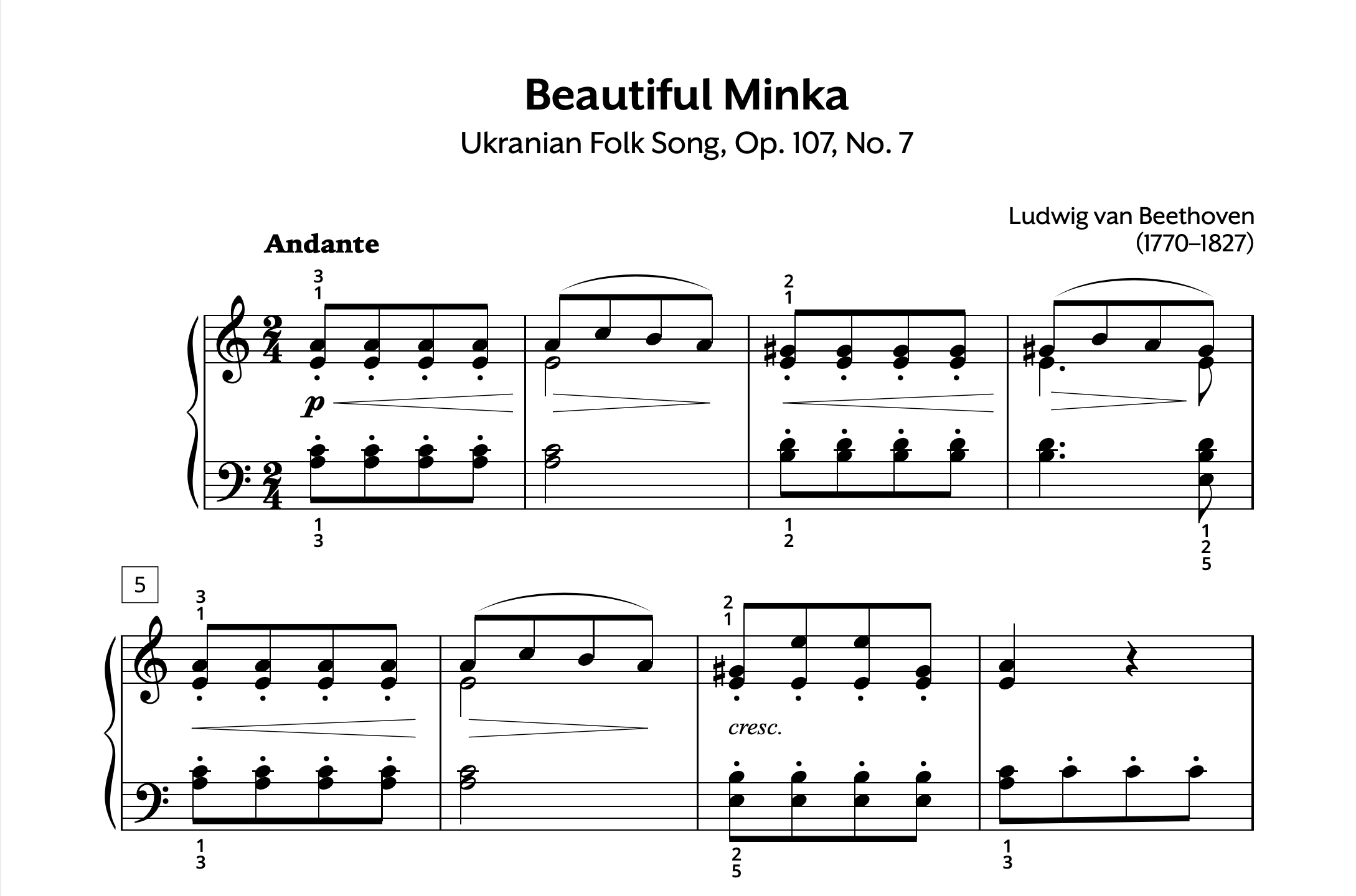 Beethoven Beautiful Minka Op. 107 No. 7 Store Preview