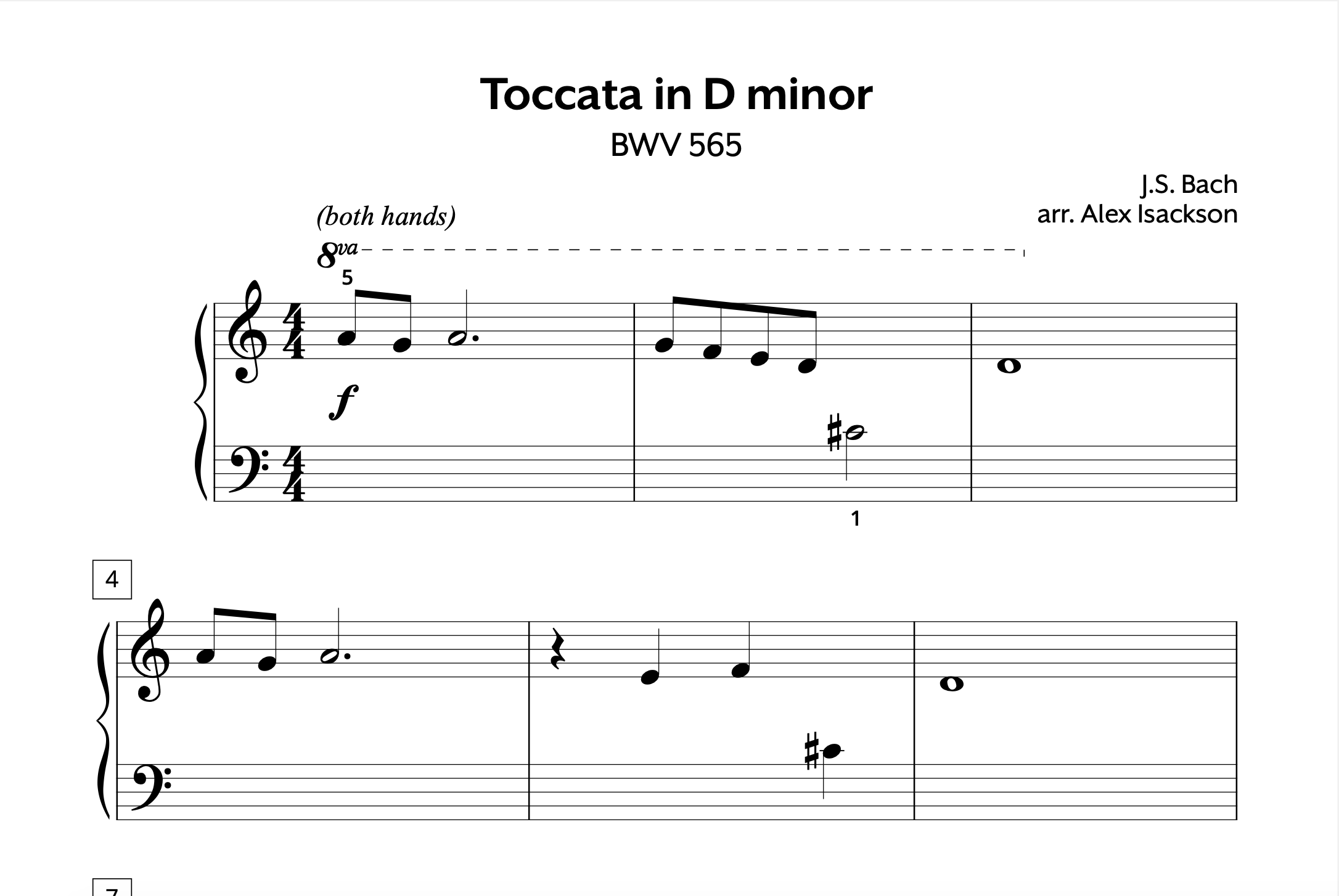 JS Bach Toccata in Dm Elementary Store Preview