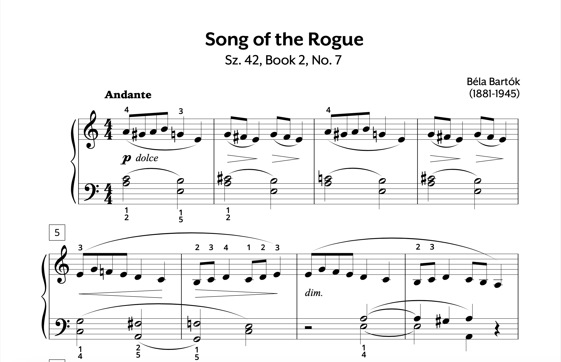 Bartok Song of the Rogue Sz. 42 Book 2 No. 7 Store Preview