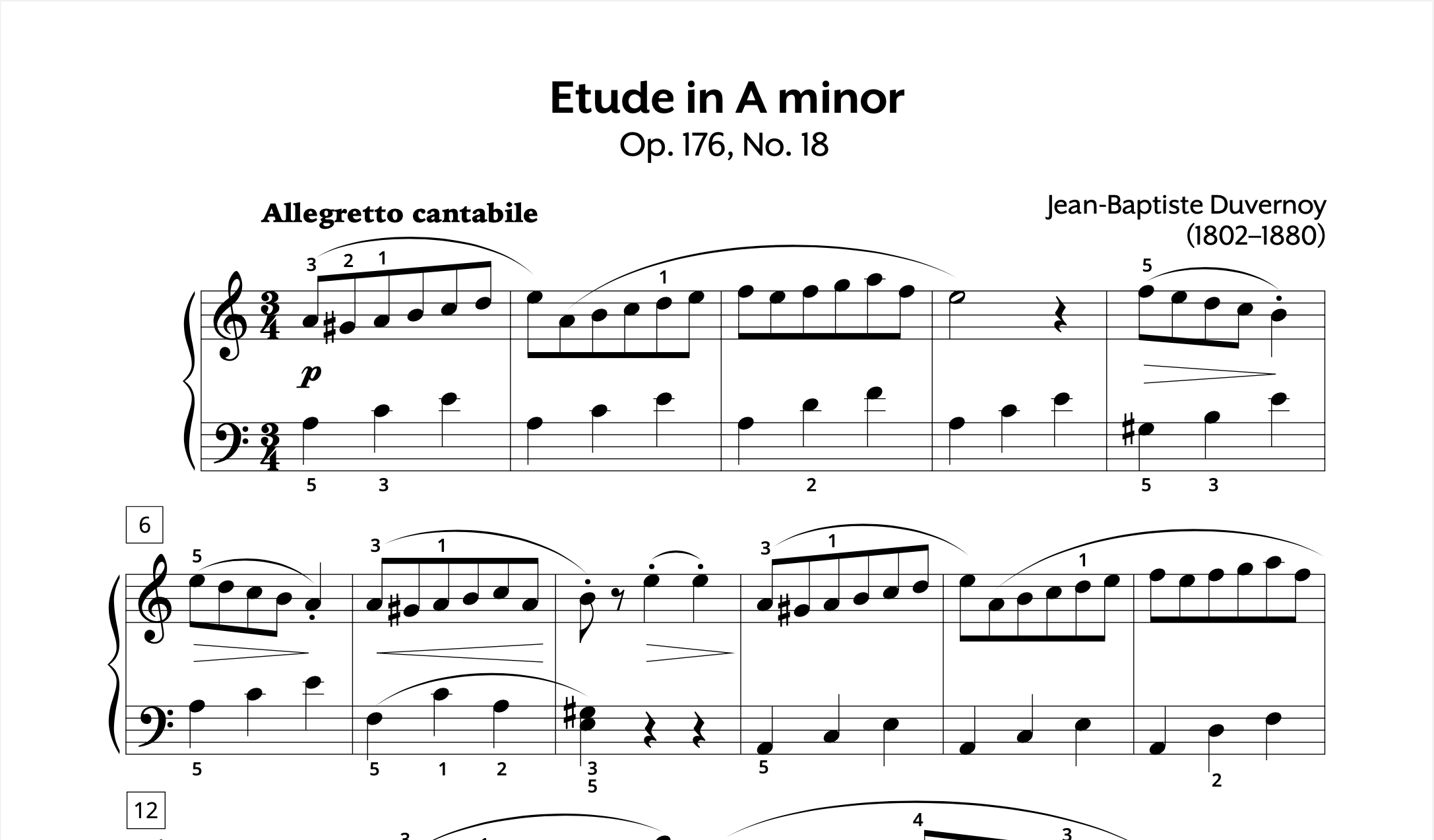 Duvernoy Etude in Am Op. 176 No. 18 Store Preview