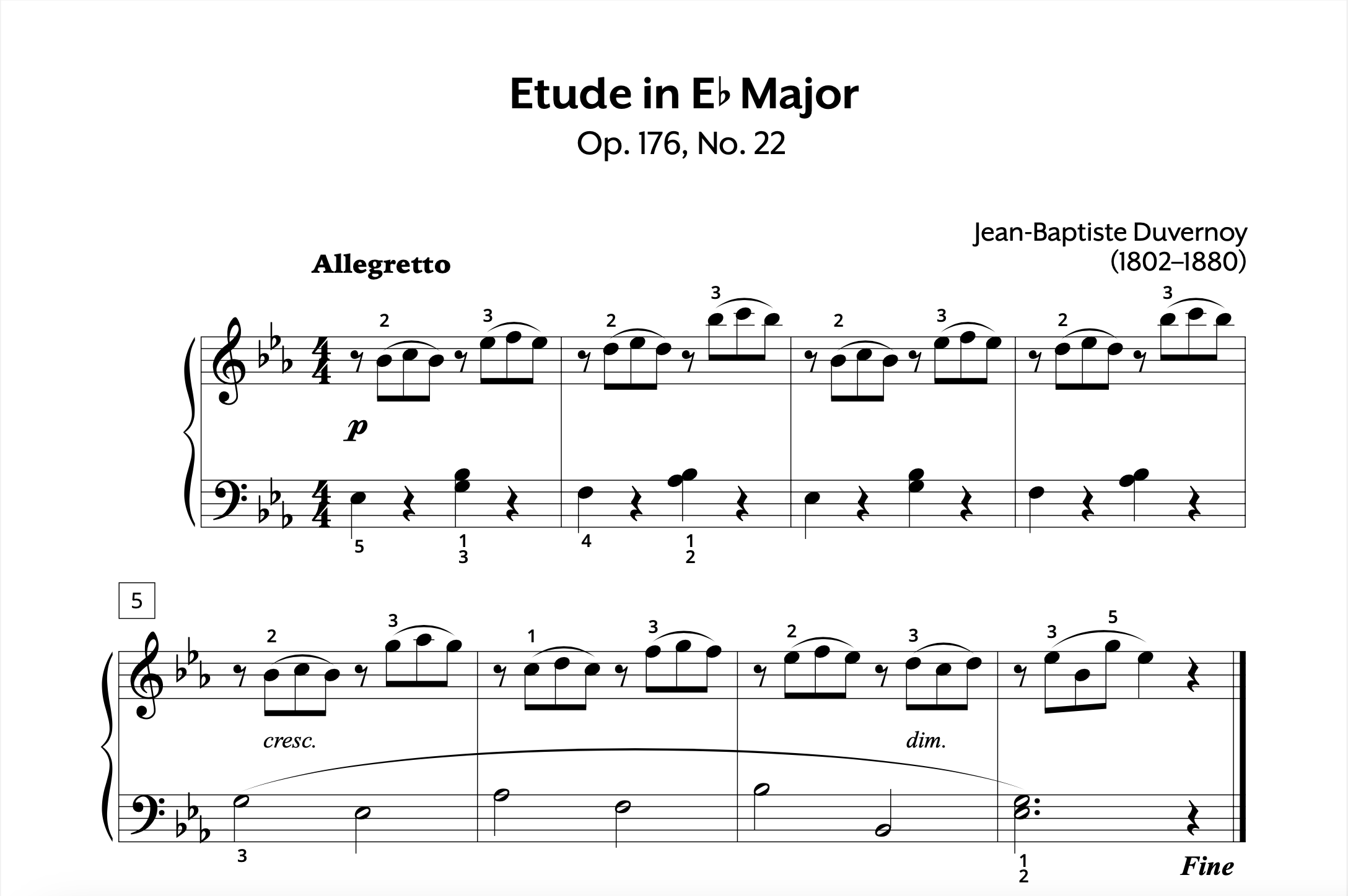 Duvernoy Etude in Eb Op. 176 No. 22 Store Preview