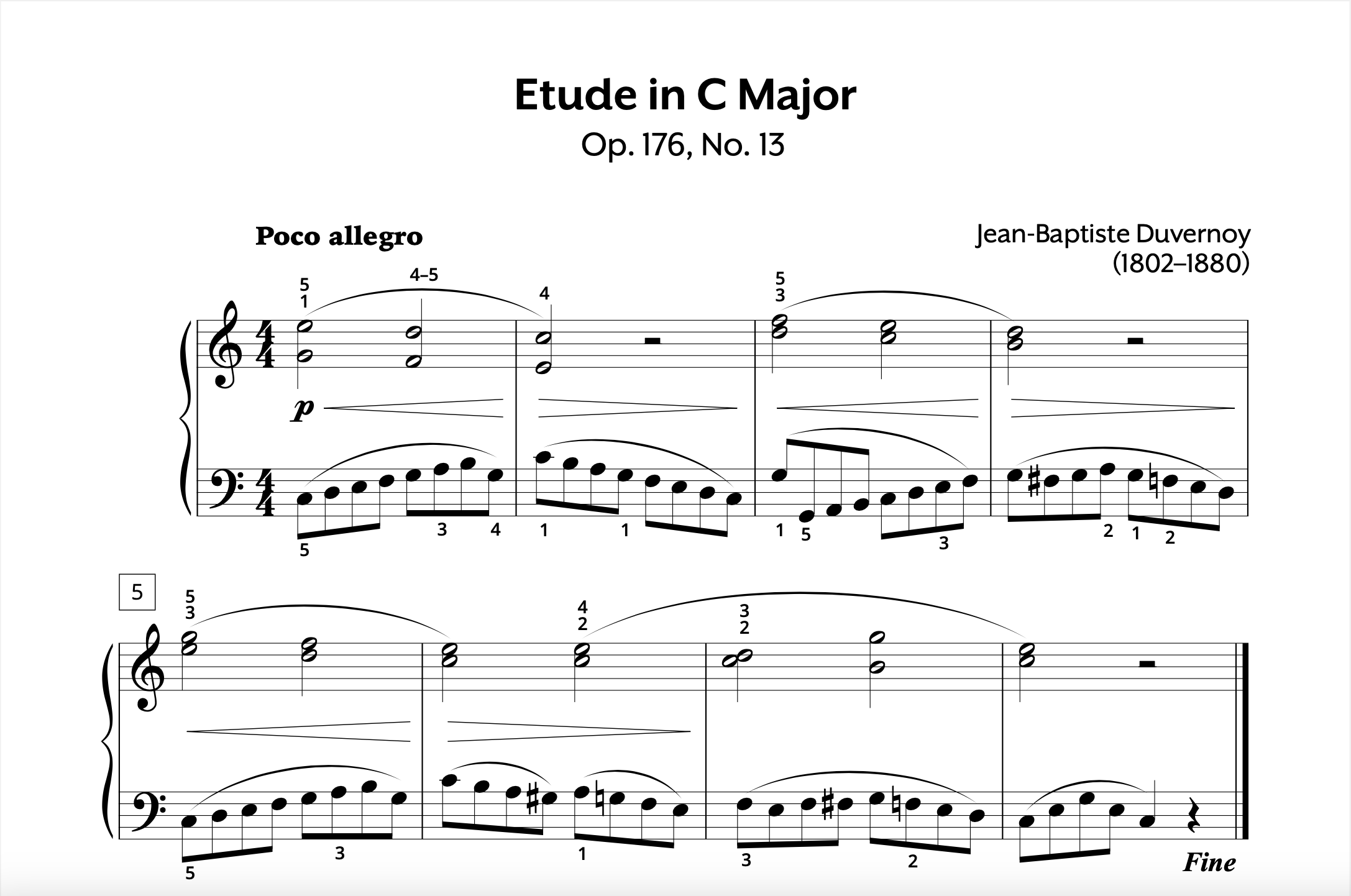 Duvernoy Etude in C Major Op. 176 No. 13 Store Preview