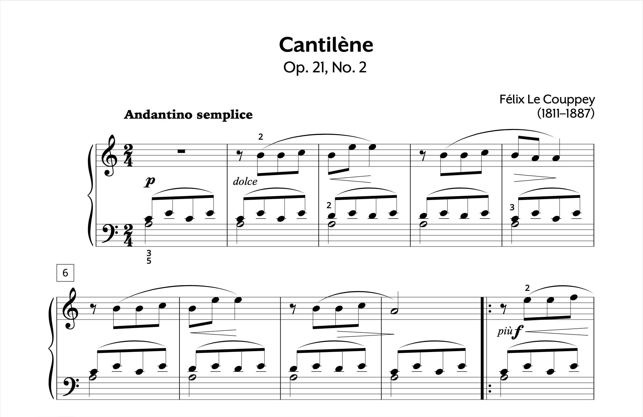 Le Couppey Cantilene in Am Op. 21 No. 2 Store Preview