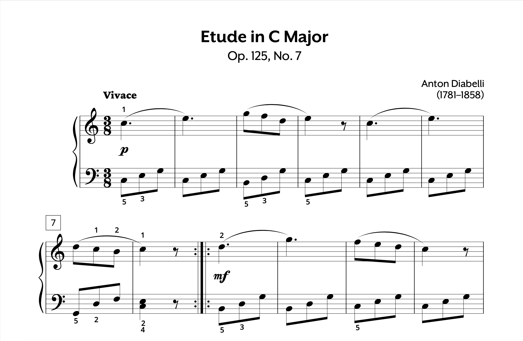 Diabelli Etude in C Major Op. 125 No. 7 Store Preview