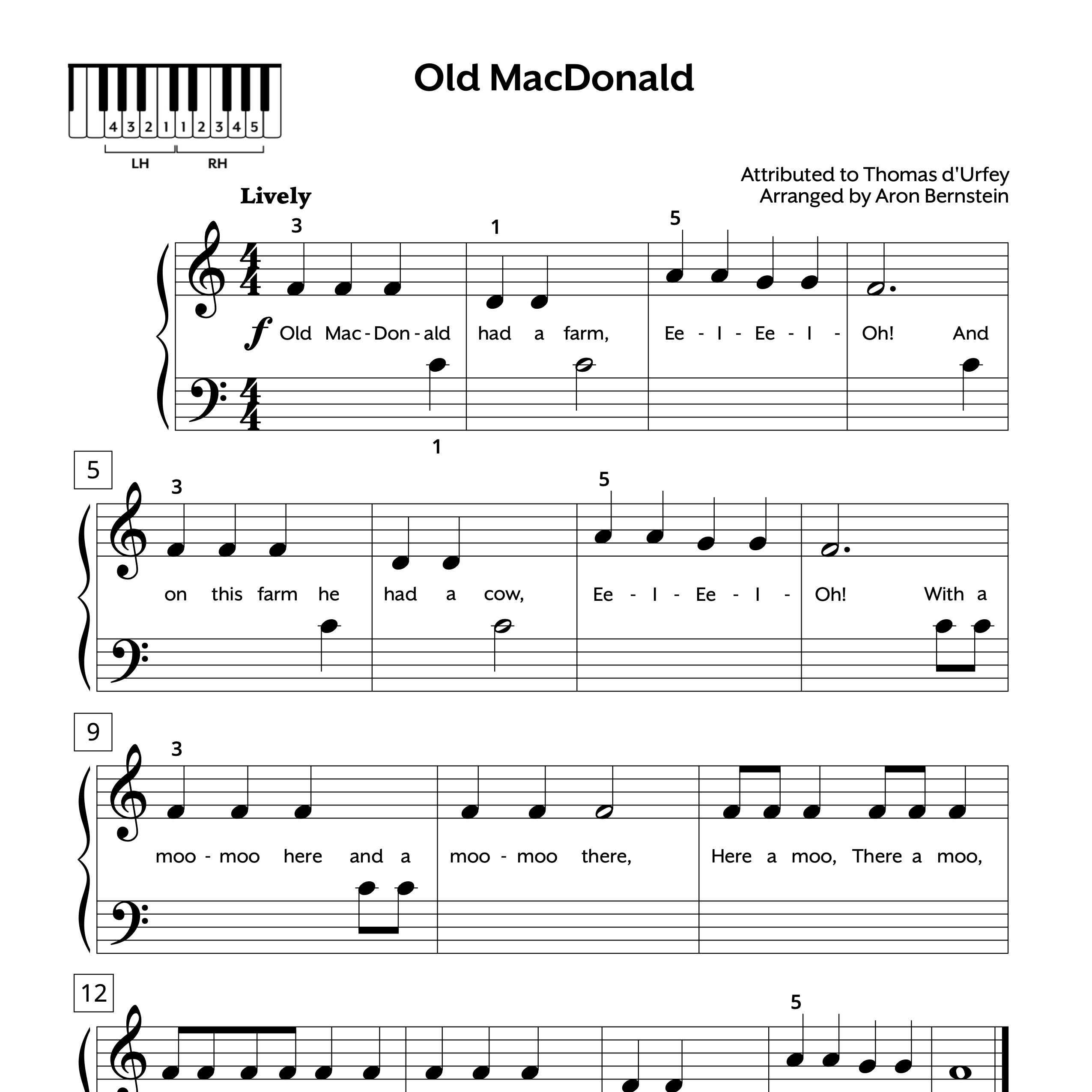 Old MacDonald Early Elementary Sheet Music