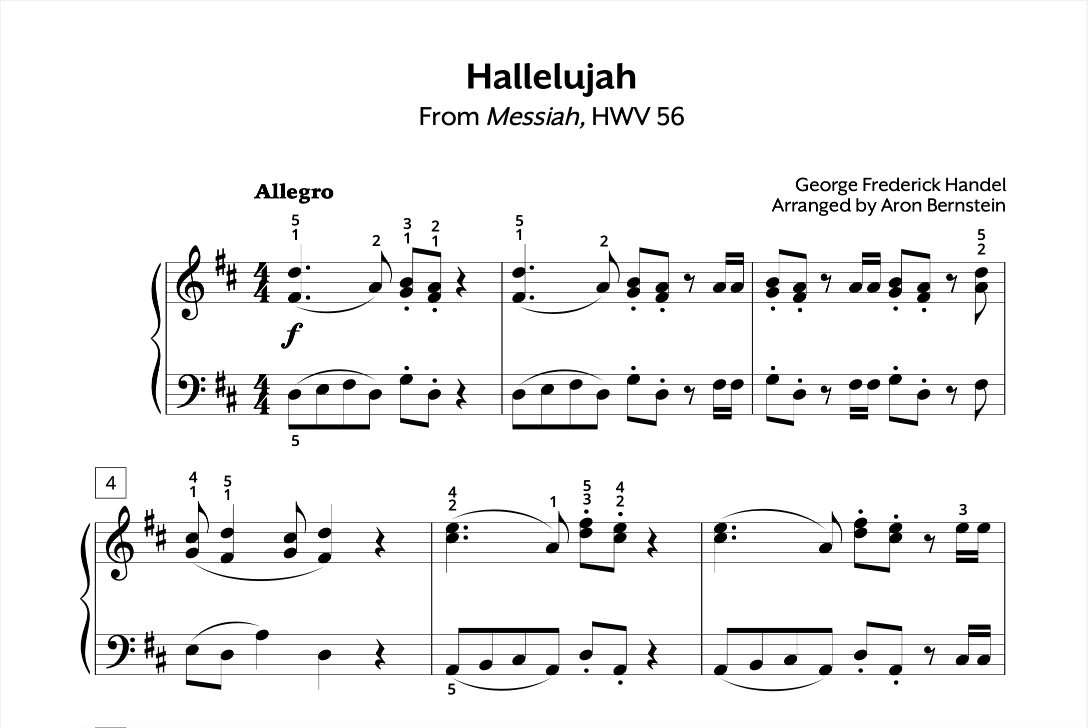 Handel Hallelujah Early Intermediate Store Preview