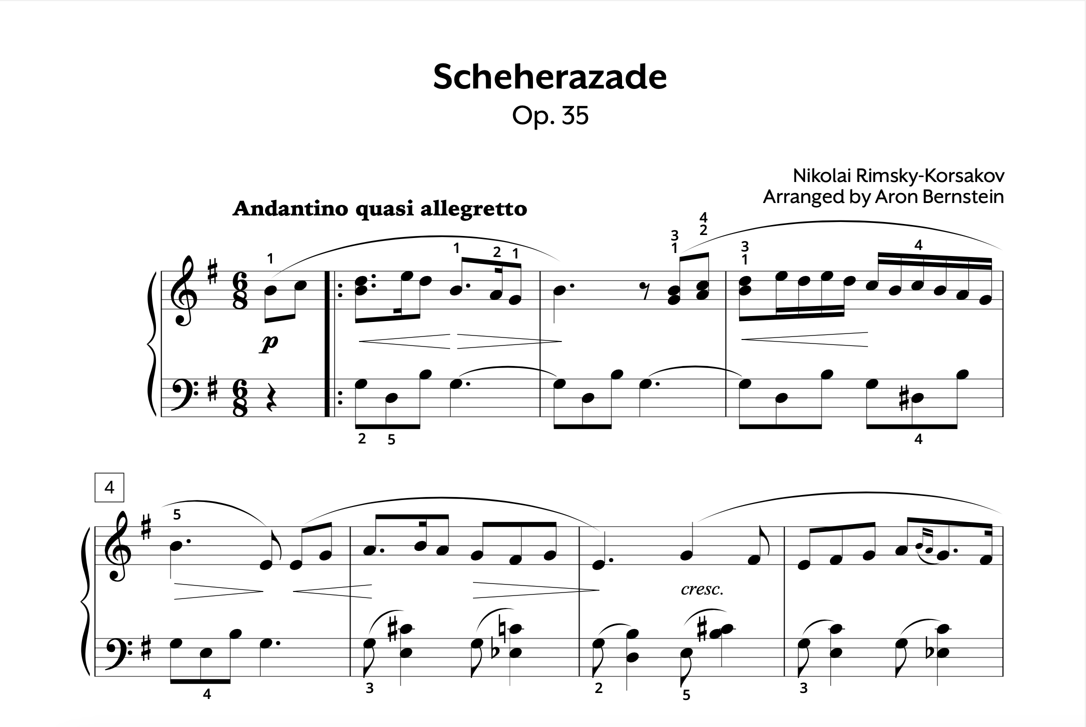 Rimsky-Korsakov Scheherazade Sheet Music - Hoffman Academy