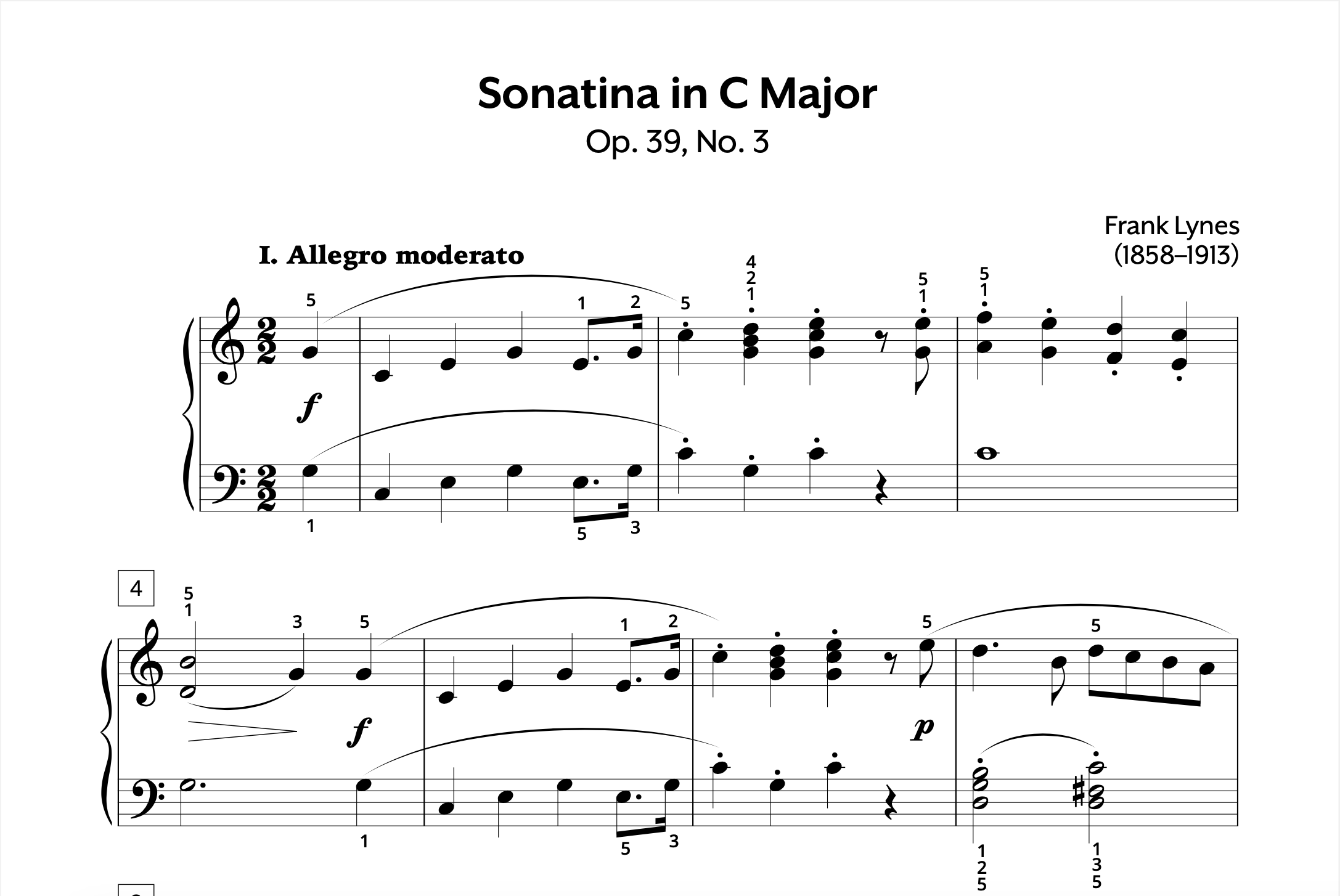 Lynes Sonatina in C Op. 39 No. 3 Store Preview