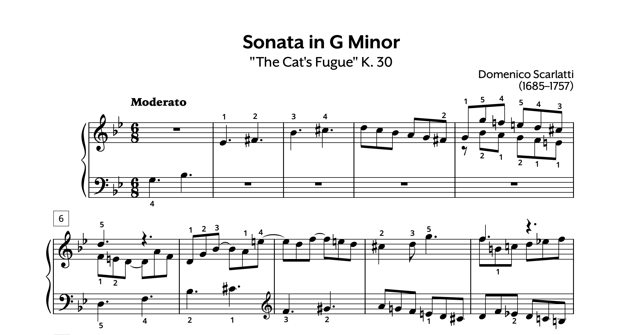 Scarlatti Cat Fugue Sonata in Gm K. 30 Store Preview