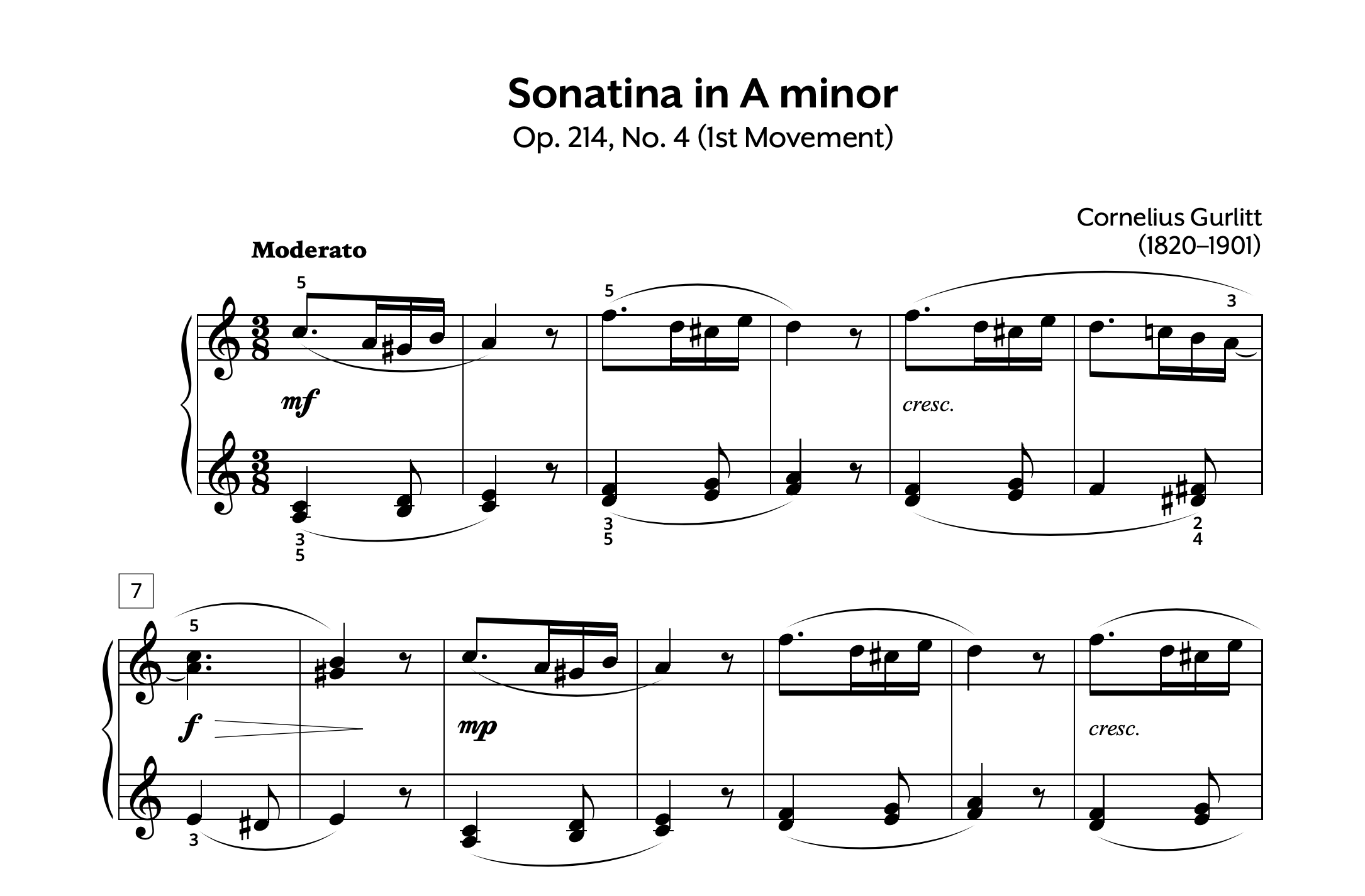 Gurlitt Sonatina in Am Op. 214 No. 4 (I) Store Preview