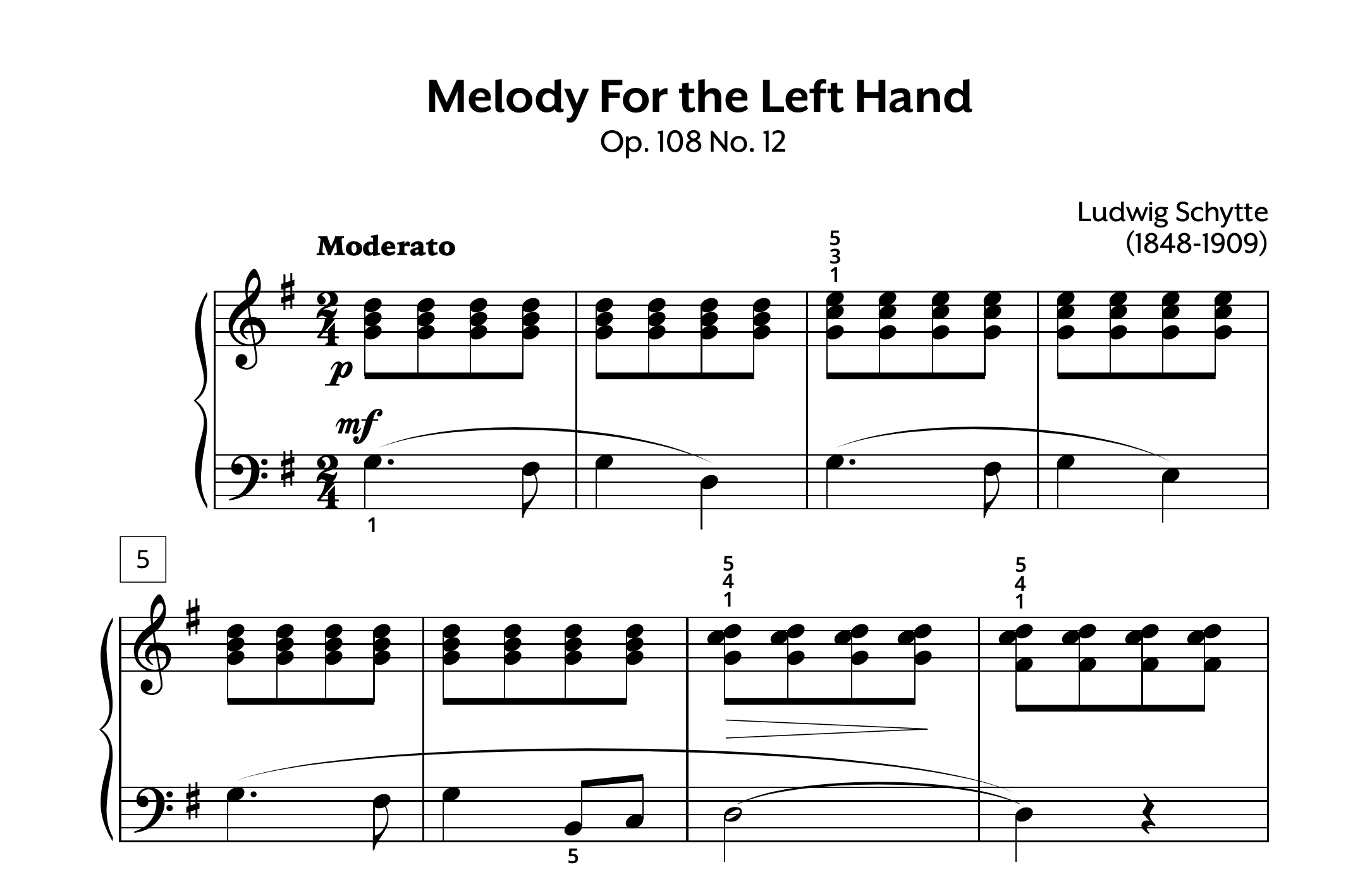 Schytte Melody for Left Hand Op. 108 No. 12 Store Preview