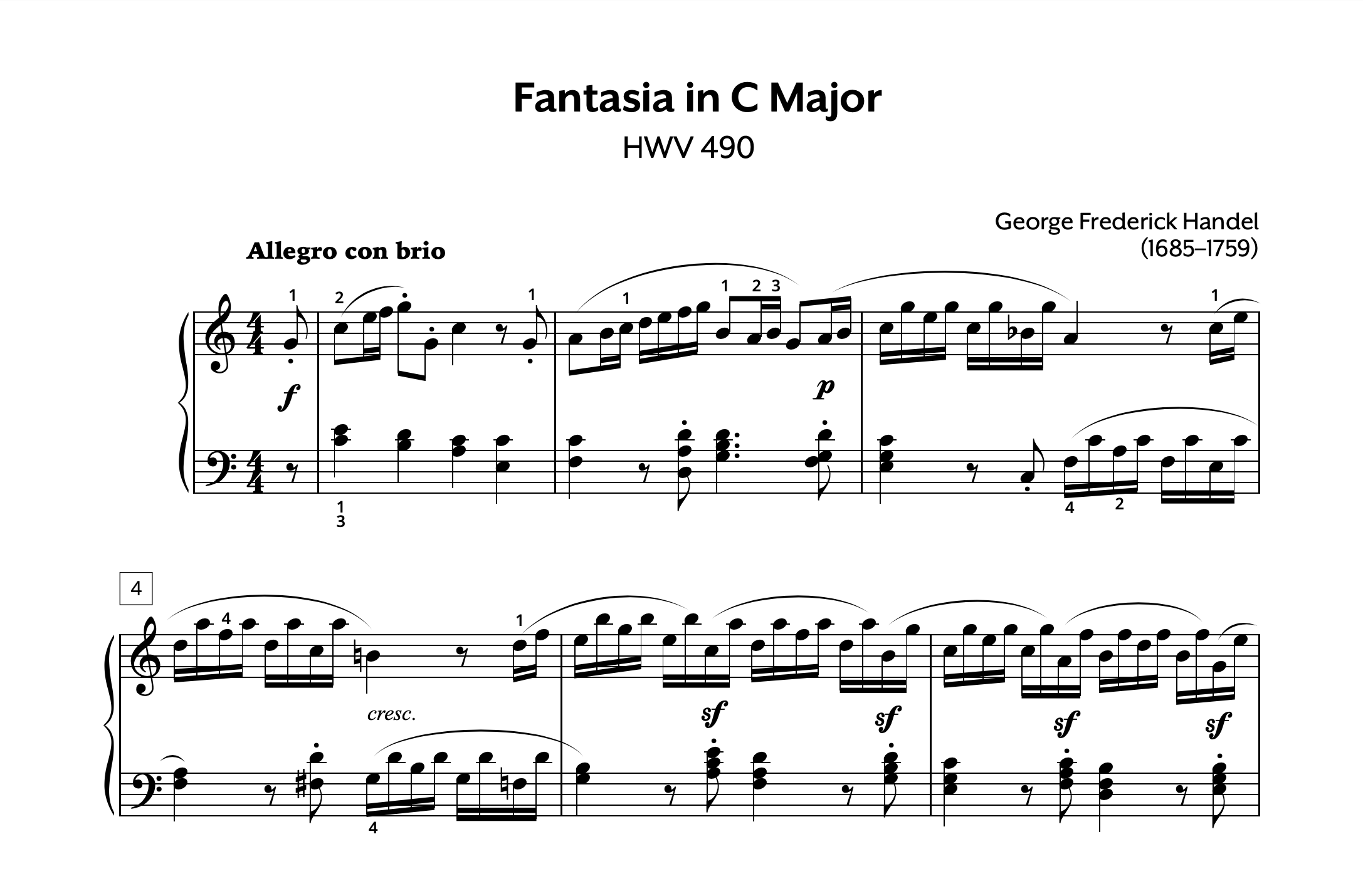Handel Fantasia in C Store Preview