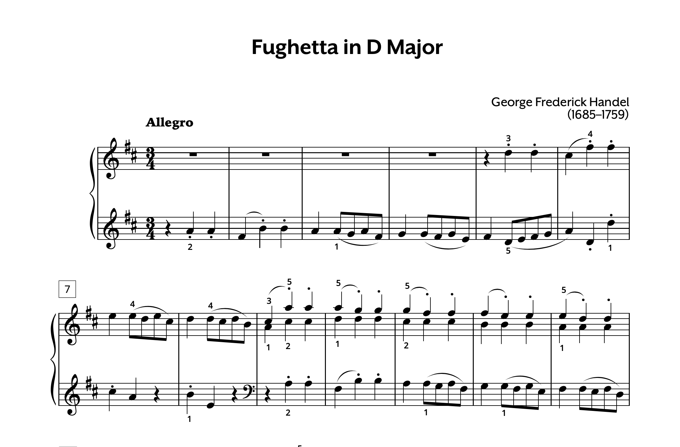 Handel Fughetta in D Major Store Preview