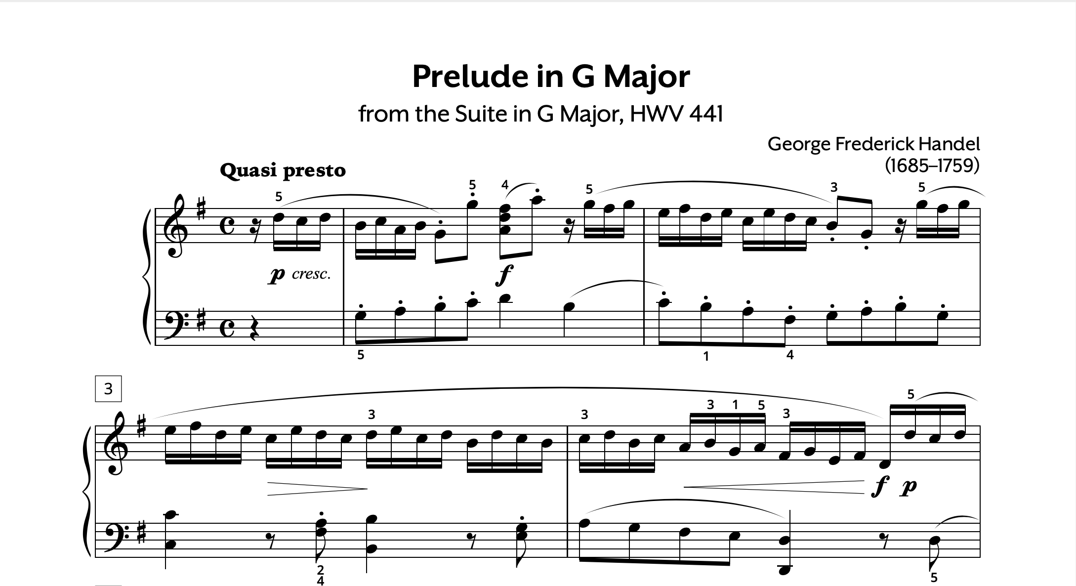 Handel Prelude in G Store Preview
