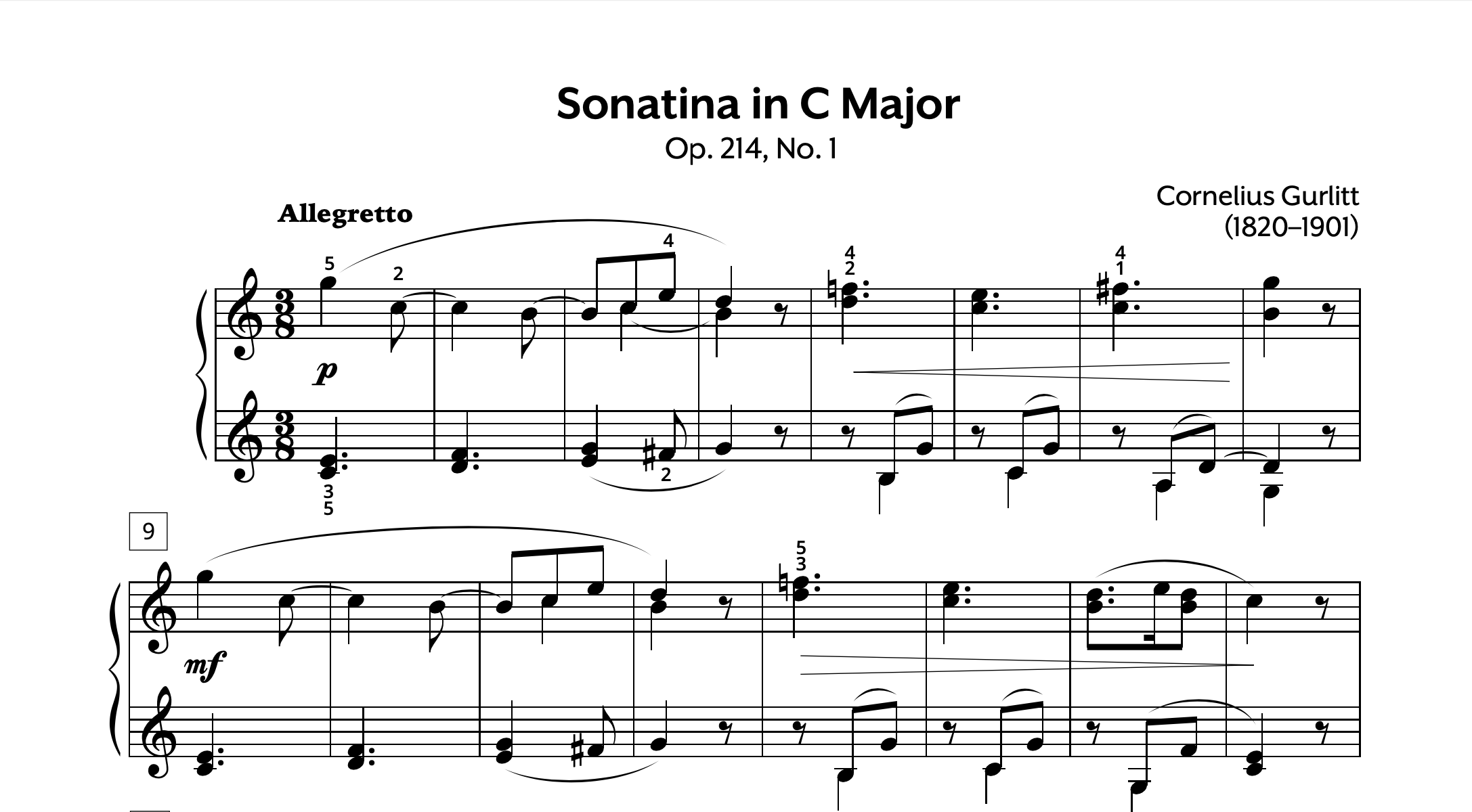 Gurlitt Sonatina in C Op. 214 No. 1 Store Preview