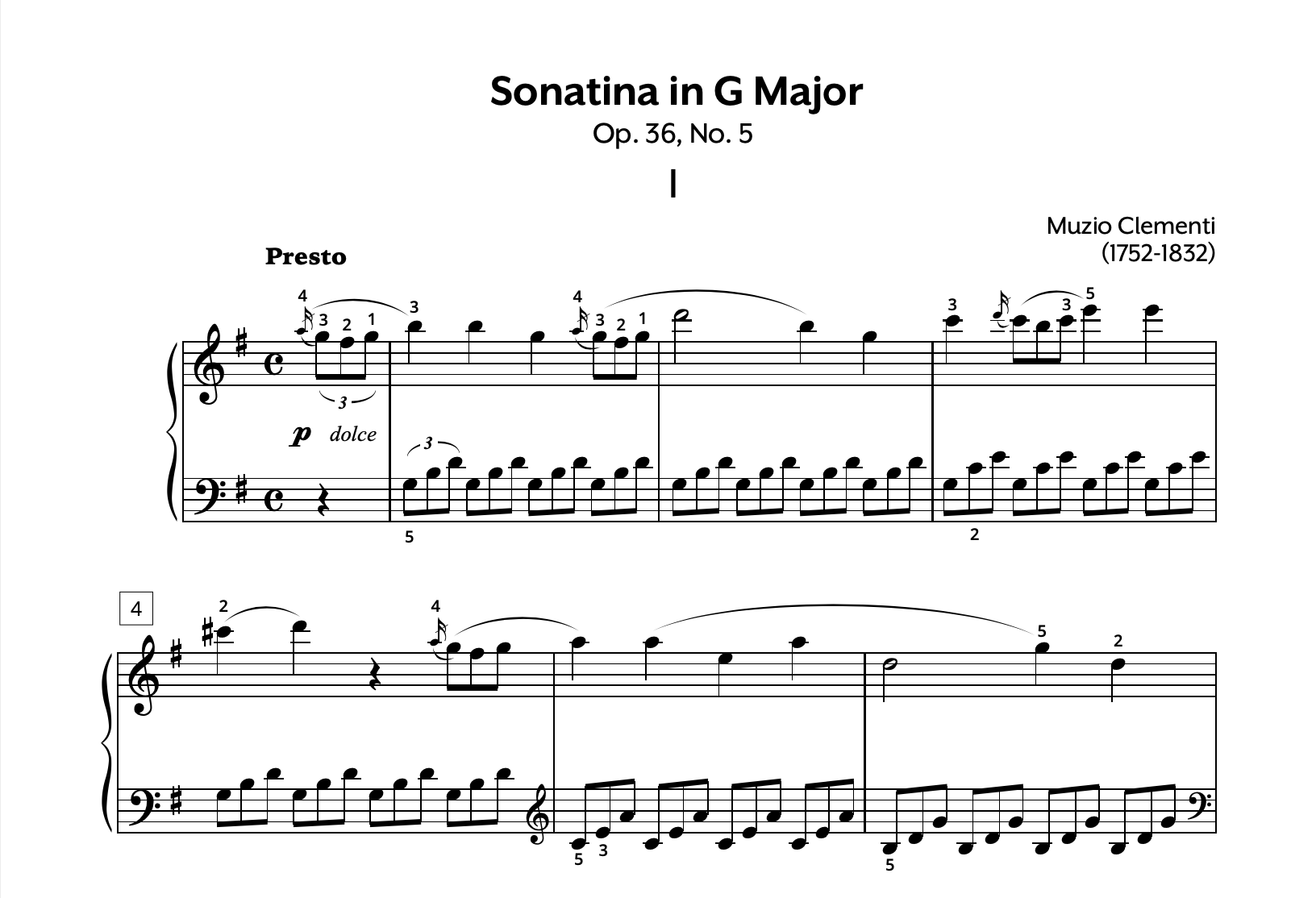 Clementi Sonatina in G Op. 36 No. 5 Store Preview