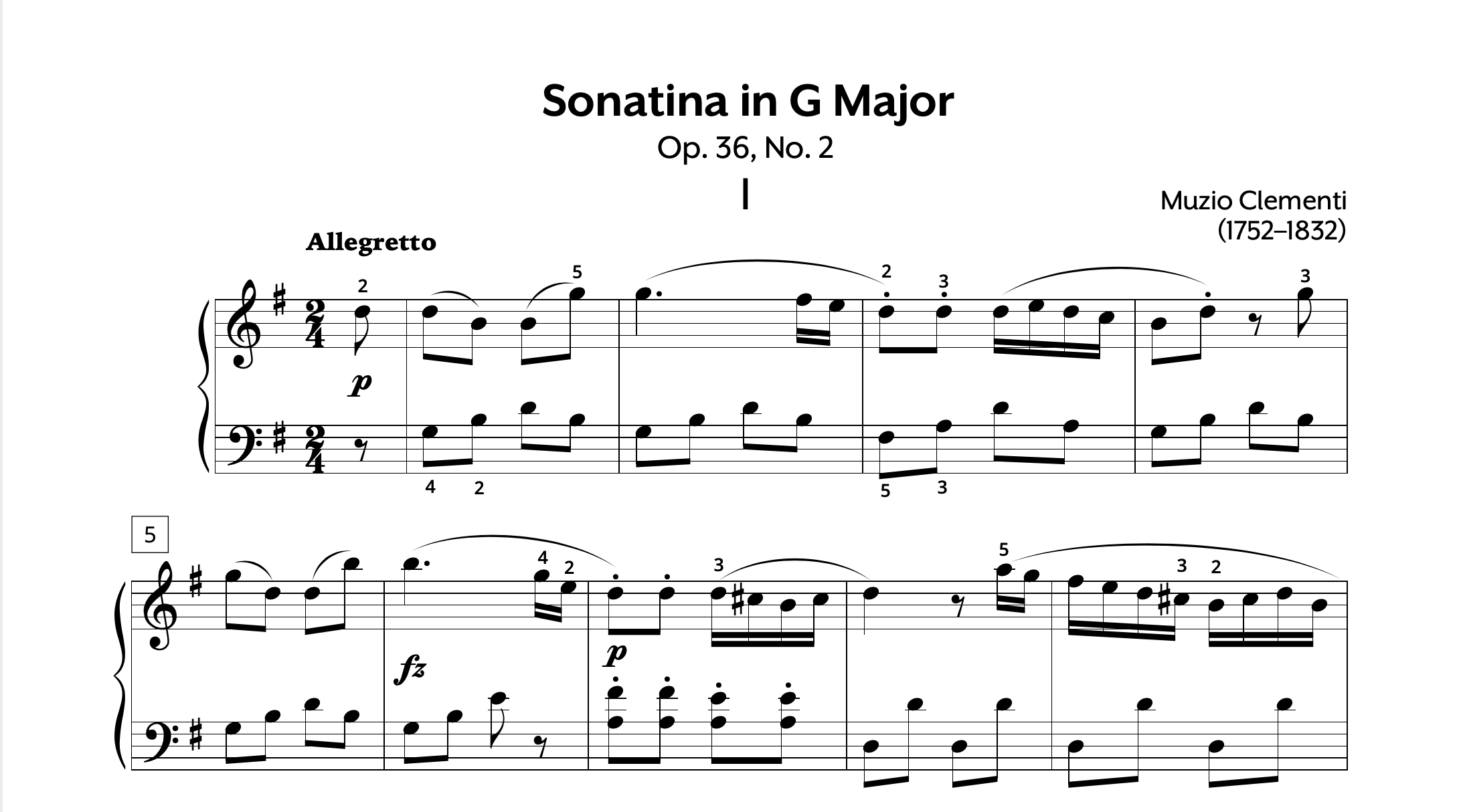 Clementi Sonatina in G Op. 36 No. 2 Store Preview
