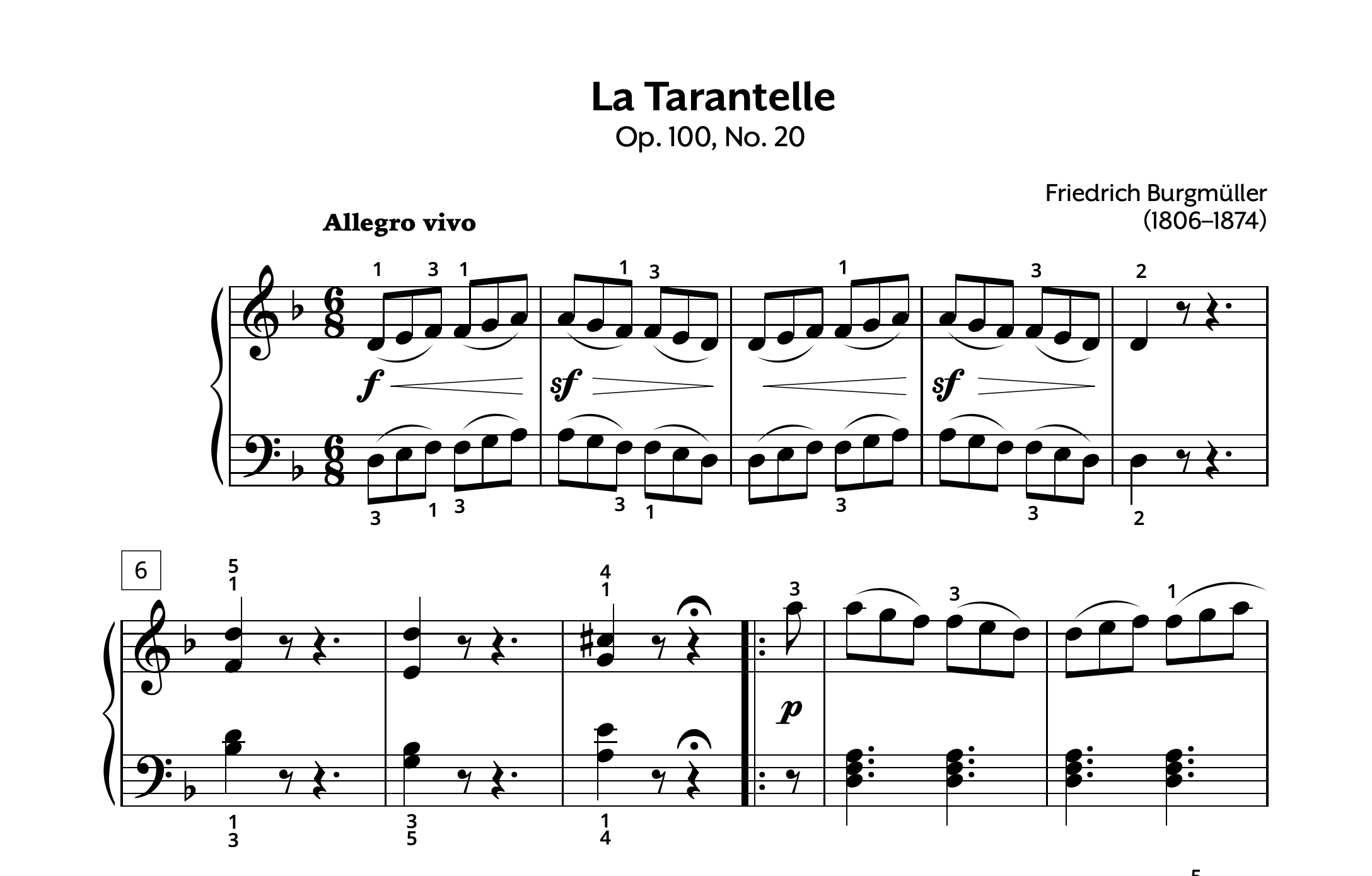 Burgmuller Op. 100 #20 La Tarantelle Store Preview