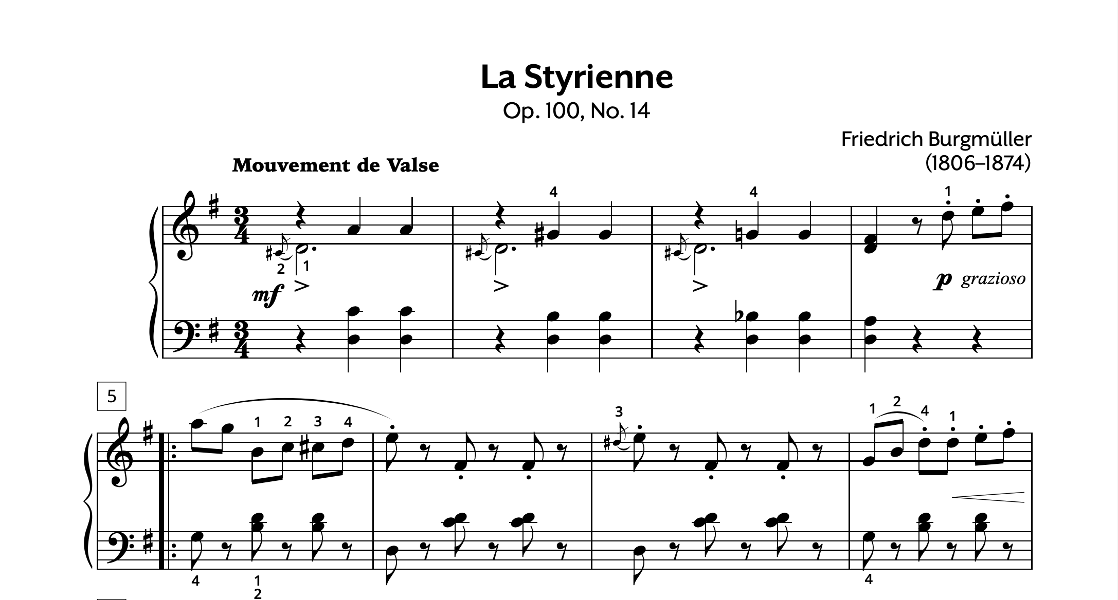 Burgmuller Op. 100 #14 La Styrienne Store Preview