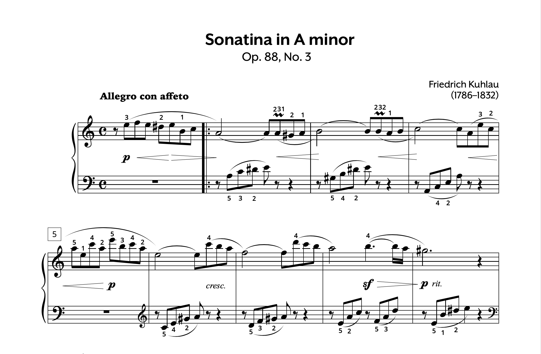 Kuhlau Sonatina in Am Op. 88 No. 3 Store Preview