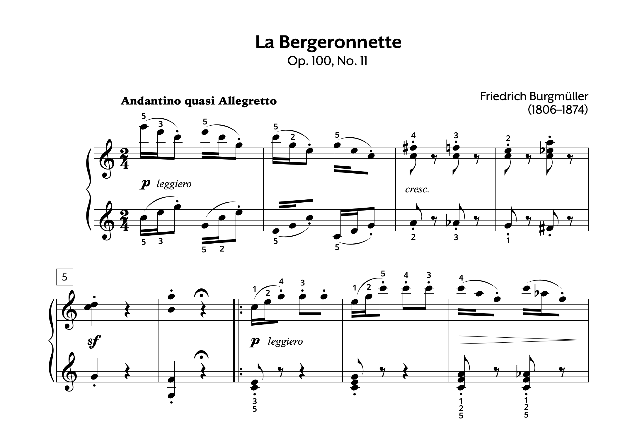 Burgmuller Op. 100 #11 La Bergeronnette Store Preview