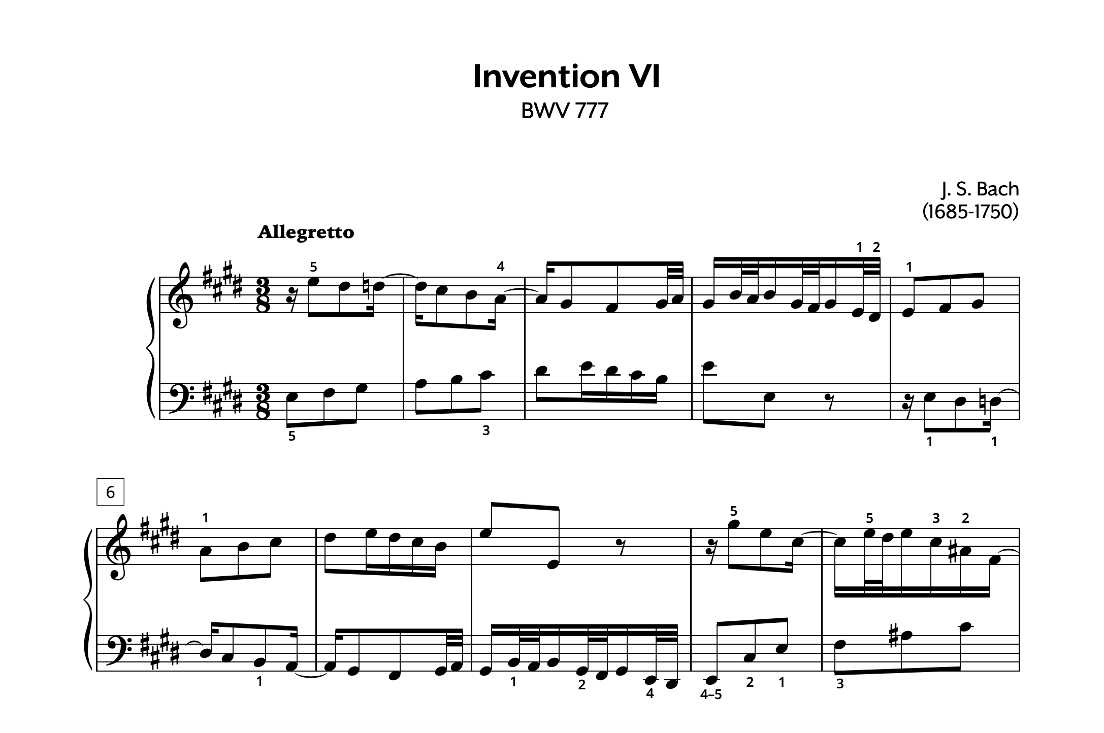 JS Bach Invention 6 Store Preview