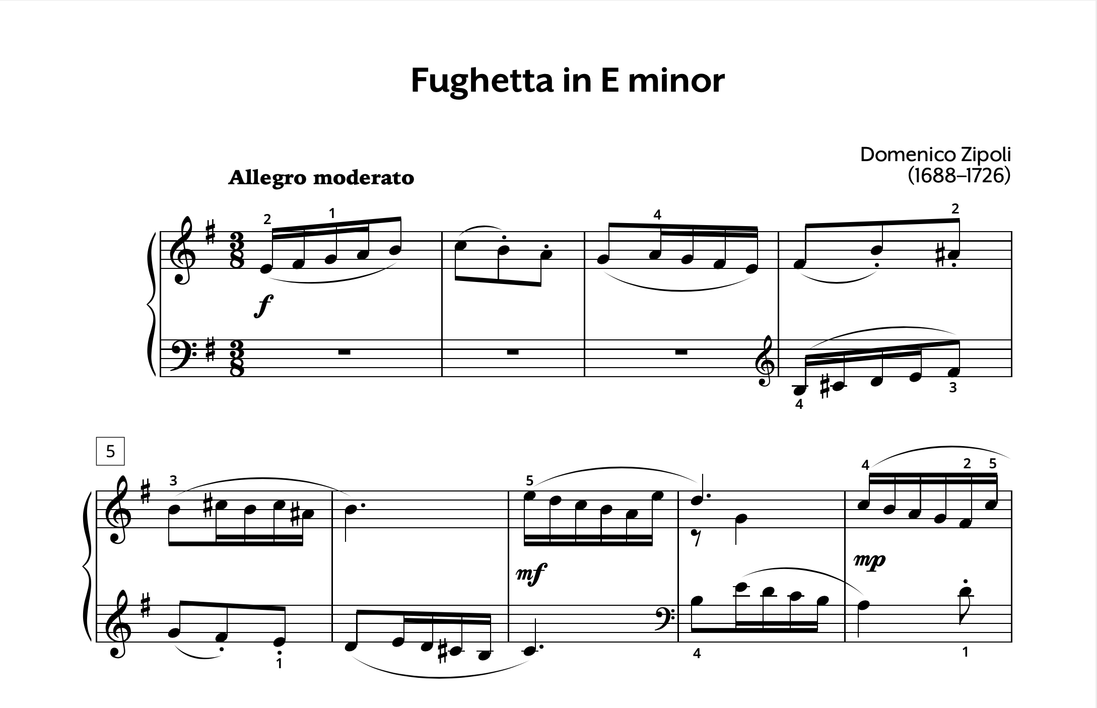 Zipoli Fuguetta in E minor Store Preview