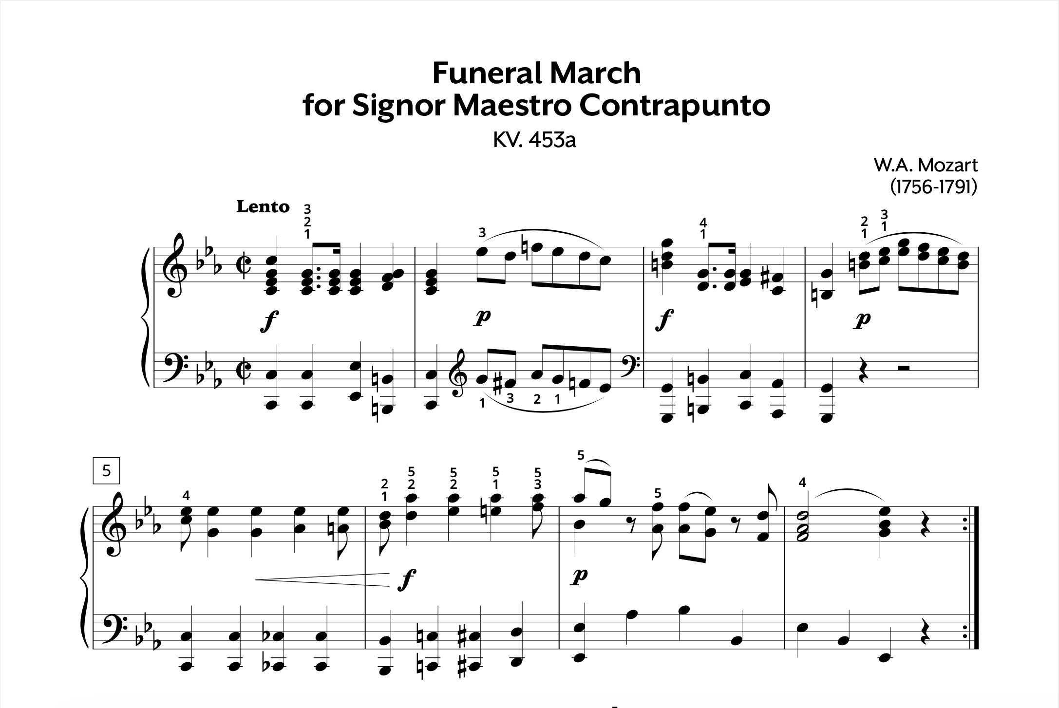Mozart Funeral March KV. 453a Store Preview