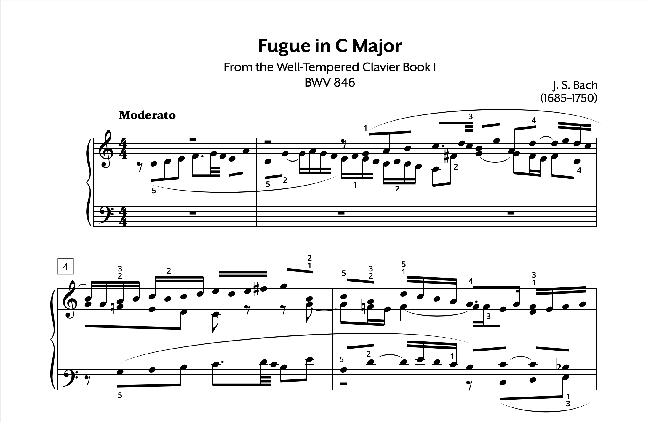 JS Bach Fugue in C WTC Book I Store Preview