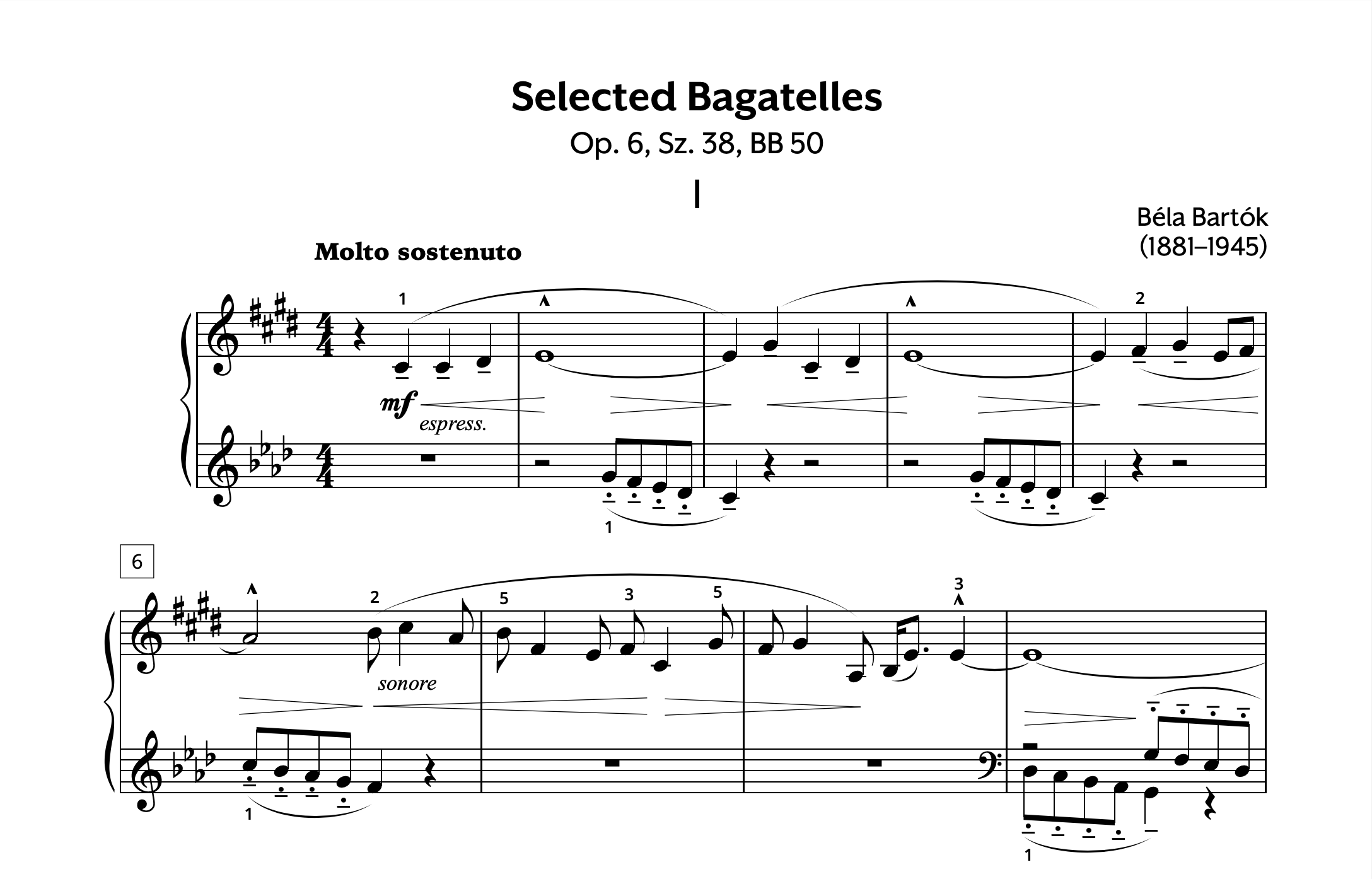 Bartok Selected Bagatelles Op. 6  Store Preview