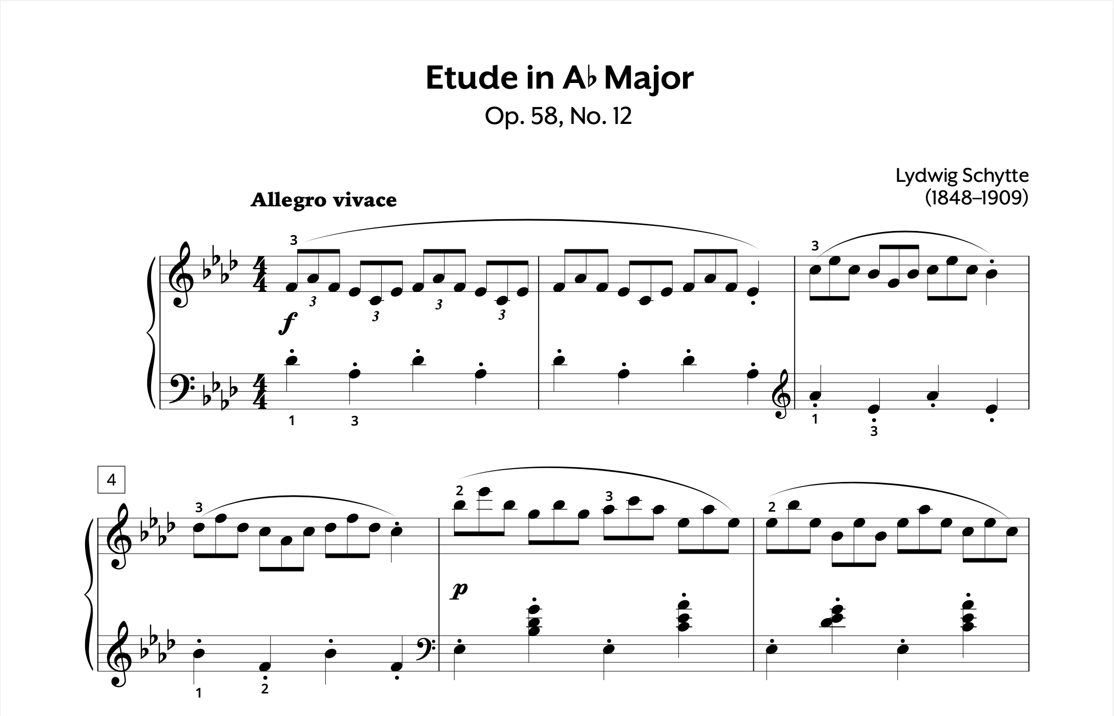 Schytte Etude in A-flat Major Op. 58 No. 12 Store Preview