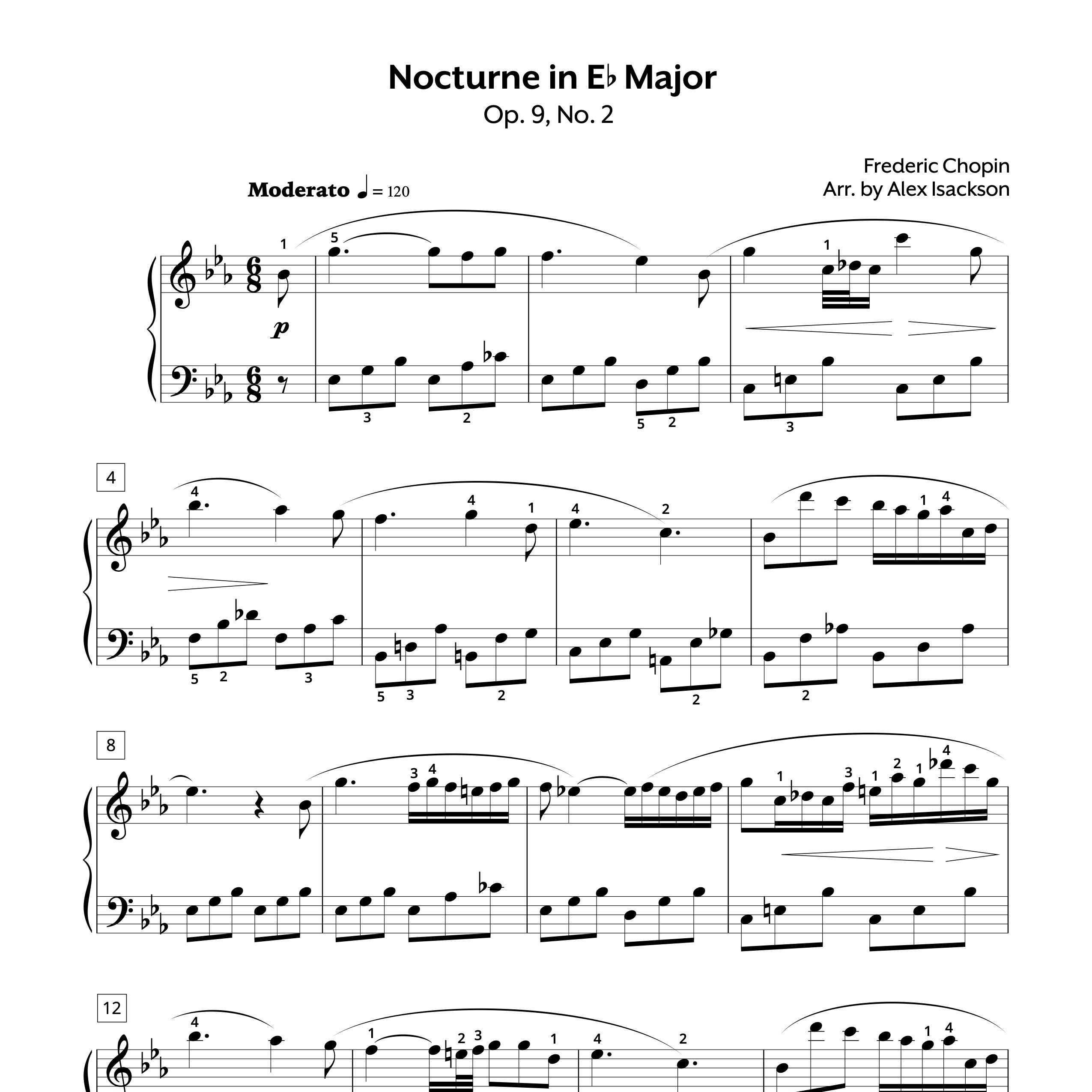 Chopin Nocturne in E-flat Major Op 9 No. 2 (Easy) Sheet Music