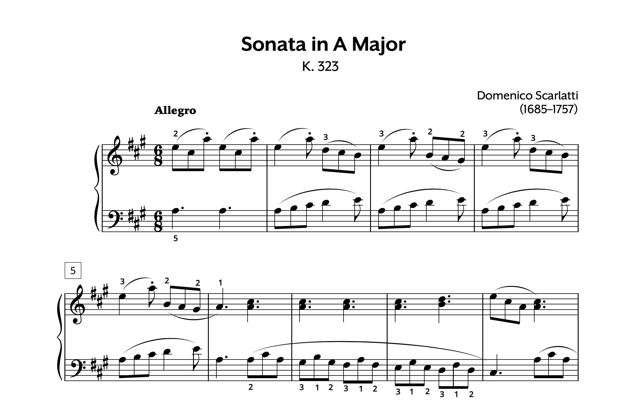 Scarlatti Sonata in A K. 323 Store Preview
