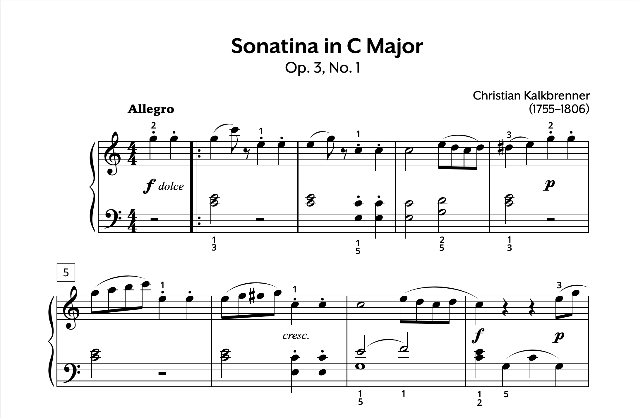 Kalkbrenner Sonatina in C Op. 3 No. 1 Store Preview