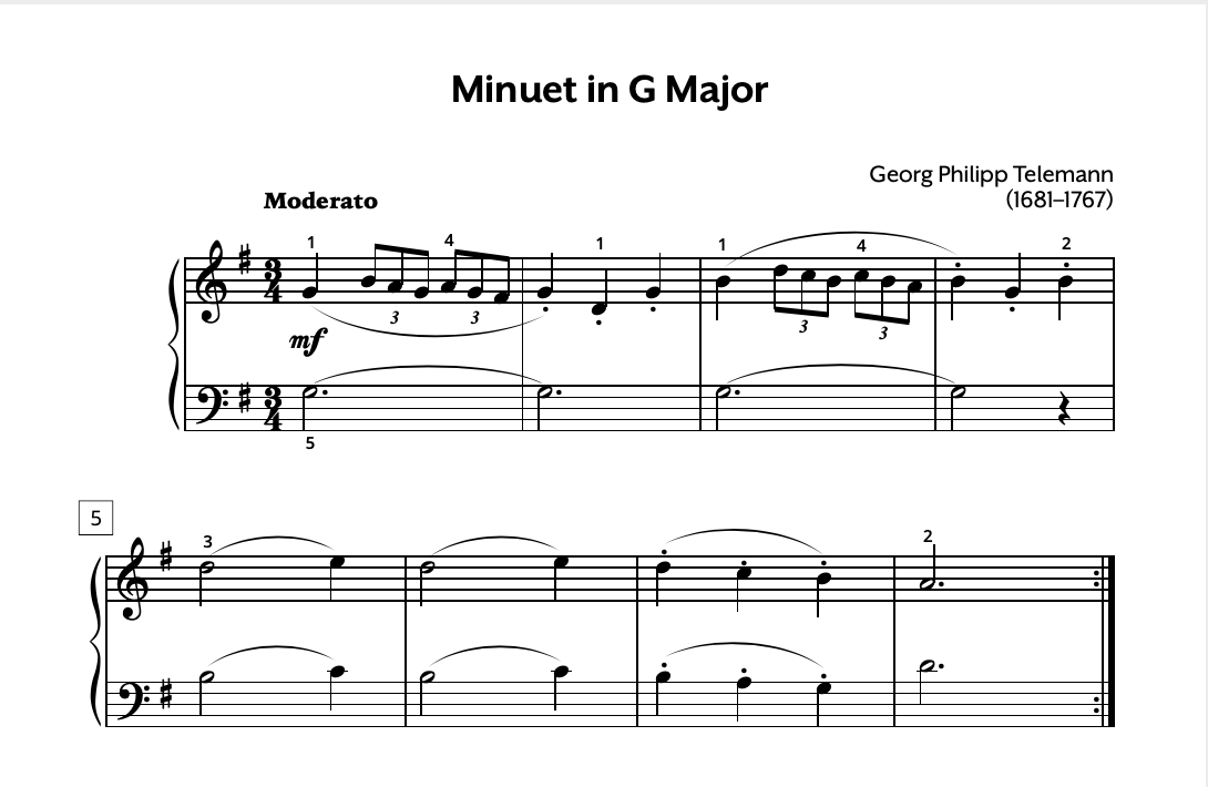 Telemann Minuet in G Store Preview