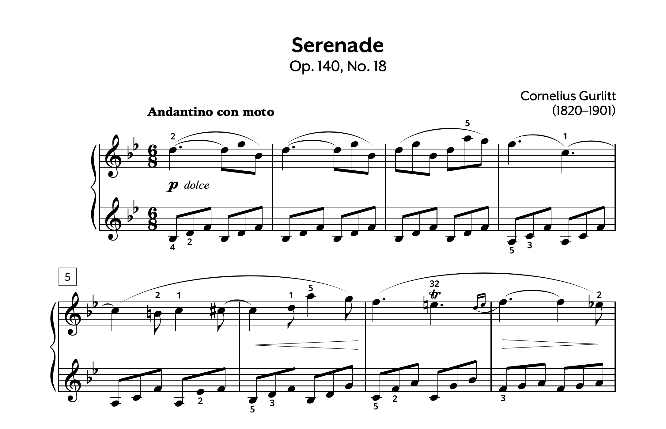 Gurlitt Serenade Op. 140 No. 18 Store Preview